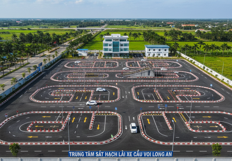 sân sát hạch đào tạo lái xe cầu voi long an