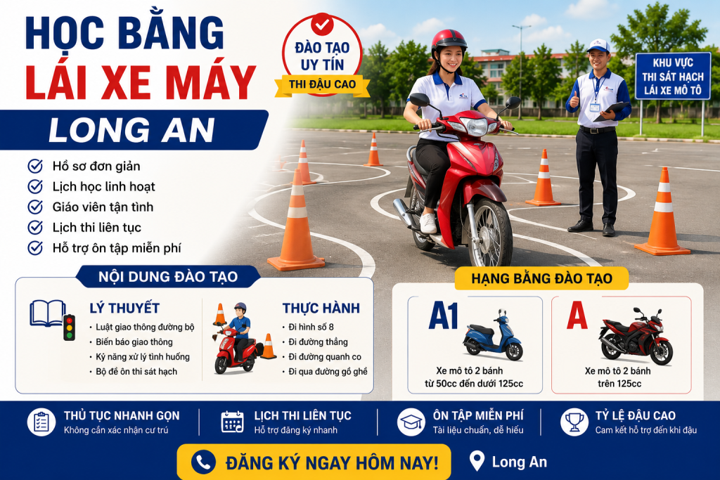 Học Bằng Lái Xe Máy Long An 