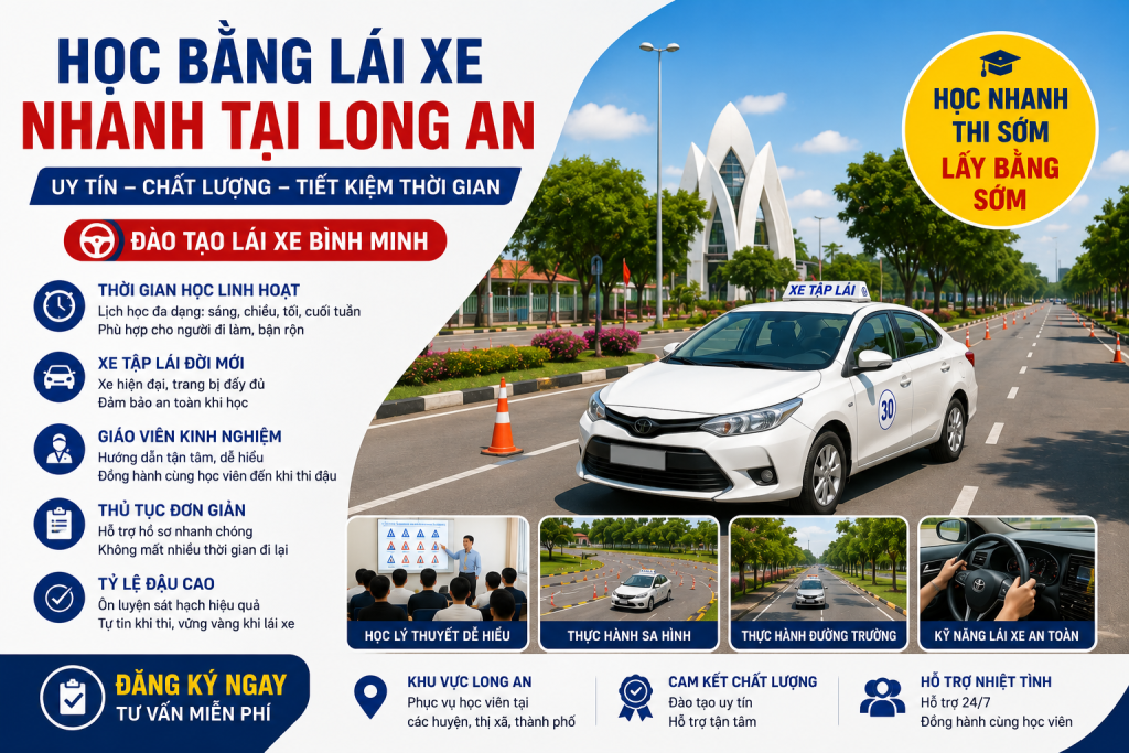 Học bằng lái xe nhanh tại Long An