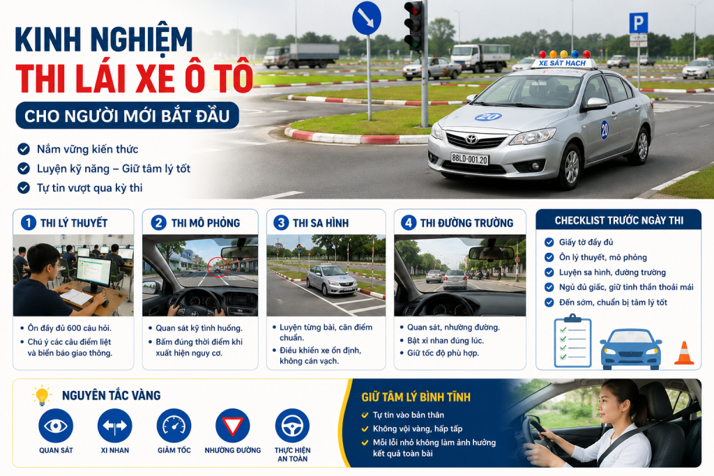 kinh nghiệm thi bằng lái xe ô tô