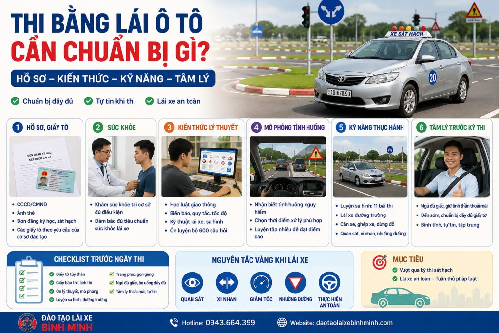 thi bằng lái ô tô cần chuẩn bị gì